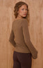 Mushroom Soft Cotton Boat Neck Flared Long Sleeve Top
