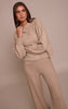 Taupe Marl Knitted Cropped Crew Neck Sweater