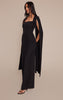 Black Woven Cape Sleeve Wide Leg Jumpsuit