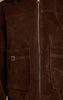 Chocolate Pocket Trim Faux Suede Jacket