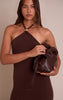 Dark Chocolate Halter Neck Trim Detail Maxi Dress