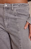 Grey Mid Rise Seam Detail Barrel Jeans