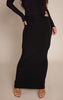 Black Slinky Cut Out Trim Detail Maxi Skirt
