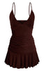 Chocolate Slinky Ruched Mini Dress