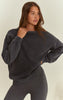 Blue Acid Wash Oversized Off Shoulder Sweatshirt