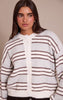 Grey Wool Blend Striped Cardigan