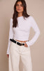 White Cotton Asymmetric Long Sleeve Top