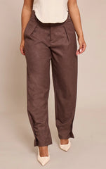 Shape Mocha Tailored Highwaisted Pleated Button Cuff Pant