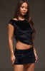 Black Velvet Elasticated Waist Mini Skirt