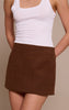 Chocolate Faux Suede Croc Textured Mini Skirt