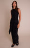 Black Jersey Boat Neck Wrap Detail Maxi Dress