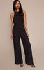Black Chiffon Halterneck Straight Leg Jumpsuit