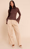 Chocolate Textured Extreme Flute Sleeve Long Top
