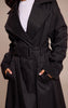 Petite Black Tie Waist Trench Coat