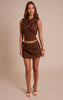 Chocolate Woven Twist Mini Skirt