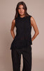 Black Sleeveless Fringe Detail Sweater