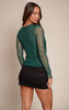 Olive Mesh Cowl Long Sleeve Top