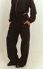 Black Interlock Contrast Piping Wide Leg Sweatpants