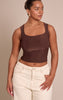 Shape Chocolate Slinky Square Neck Top