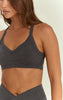 Charcoal Seamless Marl Cross Back Sports Bra