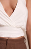 Cream Slinky Plunge Halterneck Top