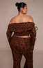Plus Chocolate Floral Jacquard Bardot Top