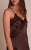 Chocolate Satin Lace Detail Asymmetric Long Top