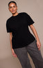 Plus Black Trim Detail Asymmetric Hem T Shirt