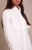 White Overlay Detail Long Sleeve Shirt Dress