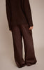 Dark Chocolate Crinkle Satin Slouchy Drawstring Pants