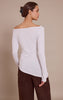 White Asymmetric Hem Detail Long Sleeve Top