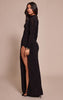 Petite Black Double Layer Ruched High Neck Maxi Dress