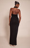 Black Trim Halter Neck Knitted Maxi Dress