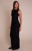 Black Jersey Boat Neck Wrap Detail Maxi Dress
