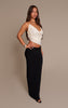 Black Slinky Knot Fold Over Detail Maxi Skirt