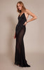 Black Satin Contrast V Neck Maxi Dress