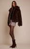 Chocolate Oversized Collar Faux Fur Coat