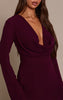 Purple Chiffon Cowl Neck Flute Sleeve Shift Dress