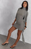 Grey Ruched Wrap Bodycon Mini Dress