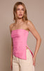 Pink Contour Slinky Bandeau Asymmetric Split Hem Longline Top