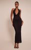 Black Gold Cuff Detail Knitted Maxi Dress