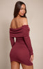 Plum Onion Skin Bardot Ruched Bodycon Dress