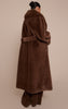 Plus Chocolate Faux Fur Self Tie Oversized Coat