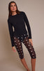 Black Mesh Polka Dot Capri Pants