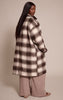 Plus Brown Checked Structured Double Breasted Wool Look Maxi Coat