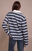 Navy Stripe Cotton Polo Rugby Top