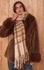 Beige Plaid Tassel Scarf
