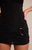 Black Plunge Trim Detail Wrap Mini Dress