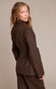Dark Brown Brushed Pinstripe Cinched Waist Blazer