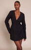 Black Cinched Waist Pleated Blazer Dress